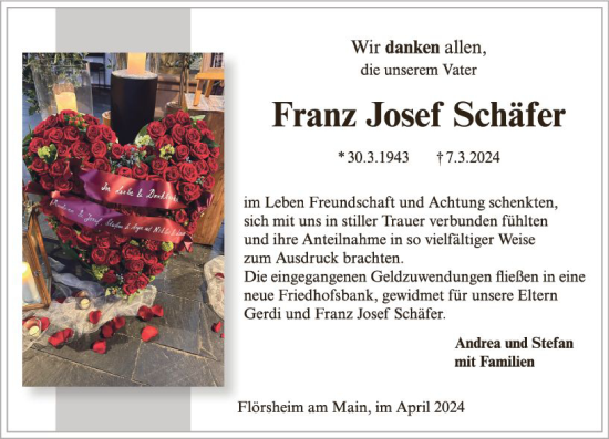 Traueranzeige von Franz Josef Schäfer von Rüsselsheimer Echo