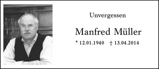Traueranzeige von Manfred Müller von Wiesbadener Kurier