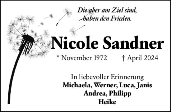 Traueranzeige von Nicole Sandner von Groß-Gerauer Echo