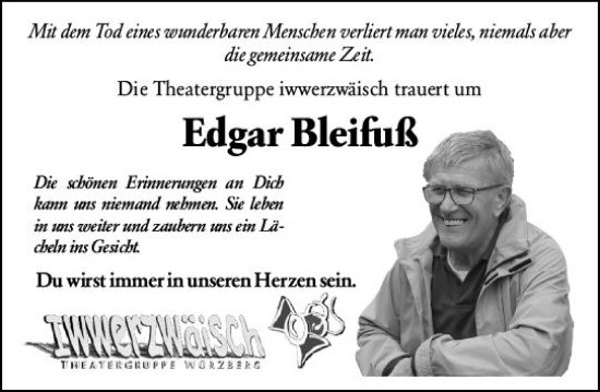 Traueranzeige von Edgar Bleifuß von Odenwälder Echo