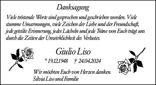 Traueranzeige von Giulio Liso von Hochheimer Zeitung