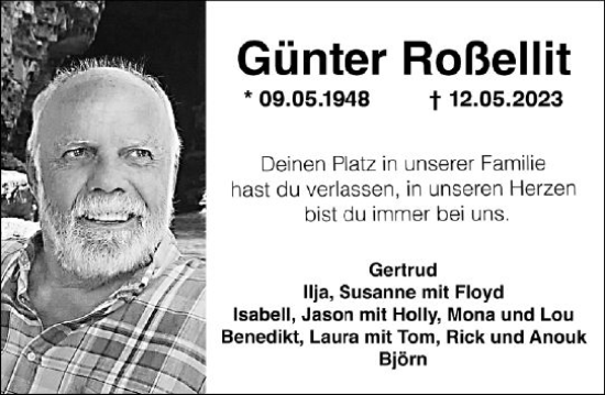 Traueranzeige von Günter Roßellit von Allgemeine Zeitung Mainz