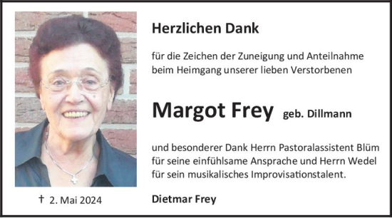 Traueranzeige von Margot Frey von Allgemeine Zeitung Mainz