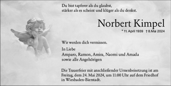 Traueranzeige von Norbert Kimpel von Wiesbadener Kurier