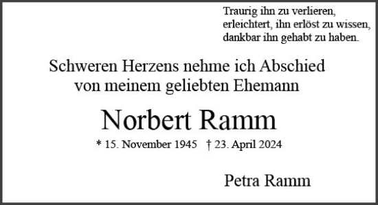 Traueranzeige von Norbert Ramm von Wiesbadener Kurier