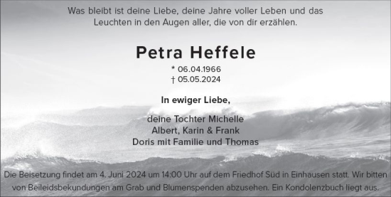 Traueranzeige von Petra Heffele von Bergsträßer Anzeiger