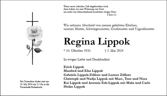 Traueranzeige von Regina Lippok von Darmstädter Echo