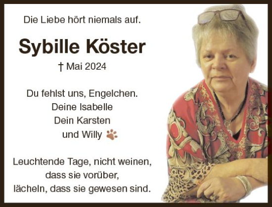 Traueranzeige von Sybille Köster von Groß-Gerauer Echo