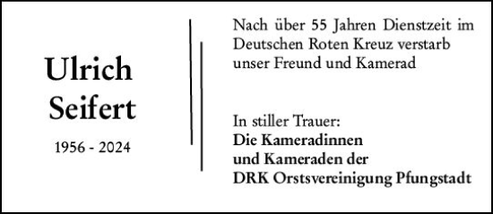 Traueranzeige von Ulrich Seifert von Darmstädter Echo