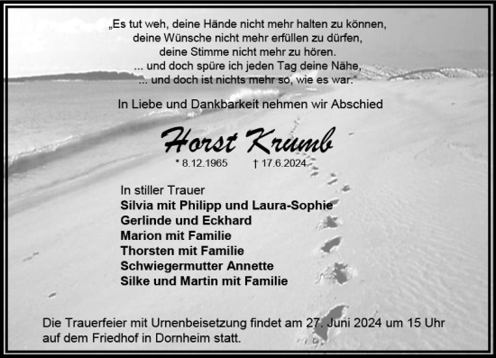 Traueranzeige von Horst Krumb von Groß-Gerauer Echo