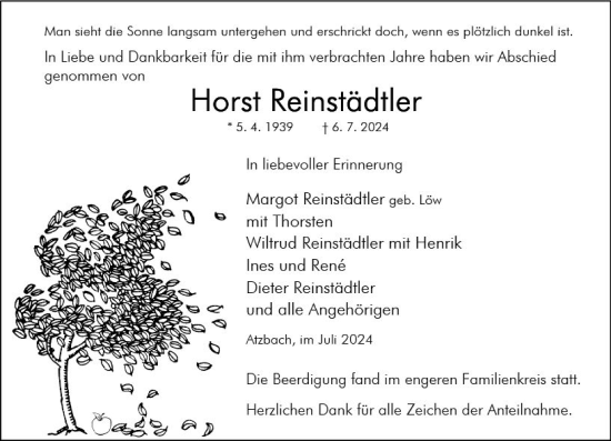 Traueranzeige von Horst Reinstädtler von Wetzlarer Neue Zeitung