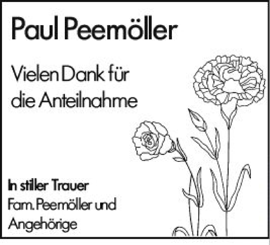 Traueranzeige von Paul Peemöller von Darmstädter Echo