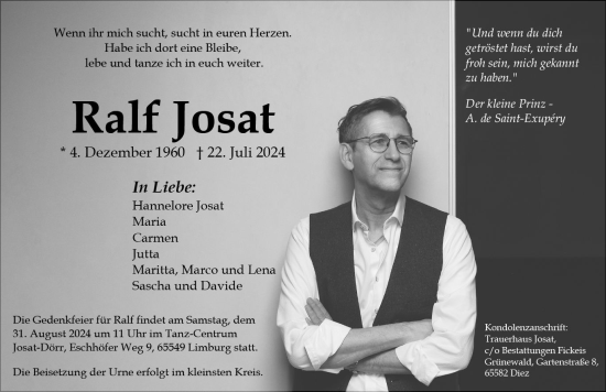Traueranzeige von Ralf Josat von Nassauische Neue Presse