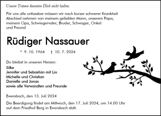 Traueranzeige von Rüdiger Nassauer von Dill Block