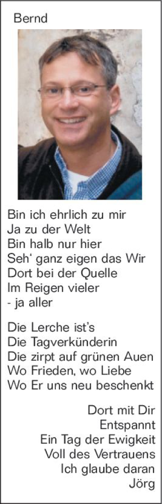 Traueranzeige von Bernd Tutlewski von Allgemeine Zeitung Mainz