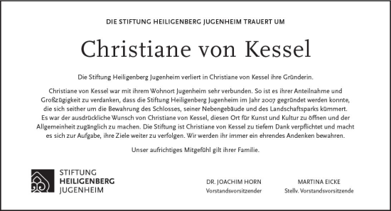 Traueranzeige von Christiane von Kessel von Darmstädter Echo