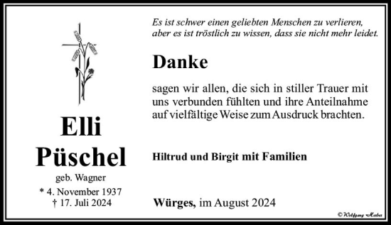 Traueranzeige von Elli Püschel von Camberger Anzeiger