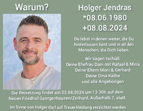 Traueranzeige von Holger Jendras von Darmstädter Echo