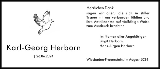 Traueranzeige von Karl-Georg Herborn von Wiesbadener Kurier
