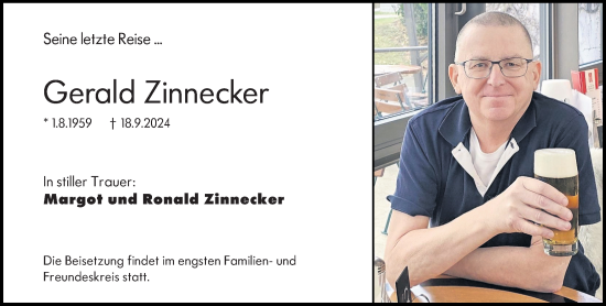 Traueranzeige von Gerald Zinnecker von Hochheimer Zeitung