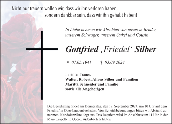 Traueranzeige von Gottfried Silber von Starkenburger Echo