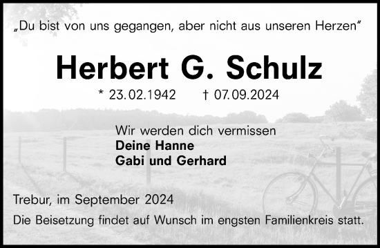 Traueranzeige von Herbert G. Schulz von Rüsselsheimer Echo