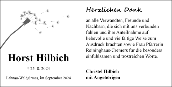 Traueranzeige von Horst Hilbich von Wetzlarer Neue Zeitung