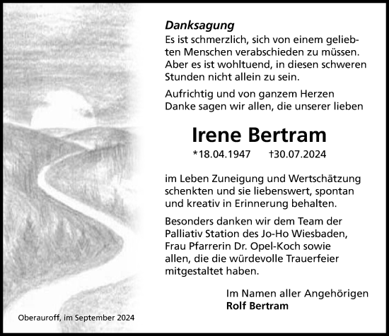 Traueranzeige von Irene Bertram von Idsteiner Land/Untertaunus