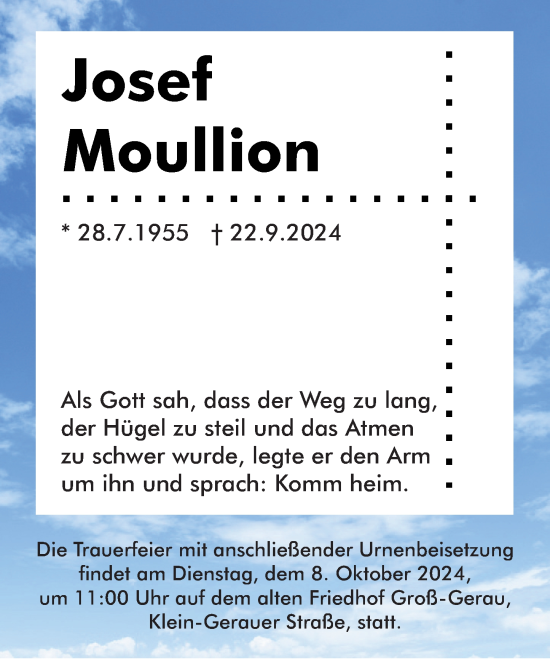Traueranzeige von Josef Moullion von Groß-Gerauer Echo