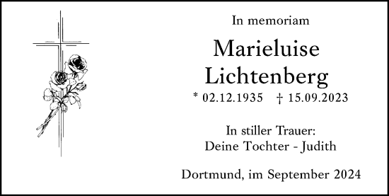 Traueranzeige von Marieluise Lichtenberg von Wiesbadener Kurier