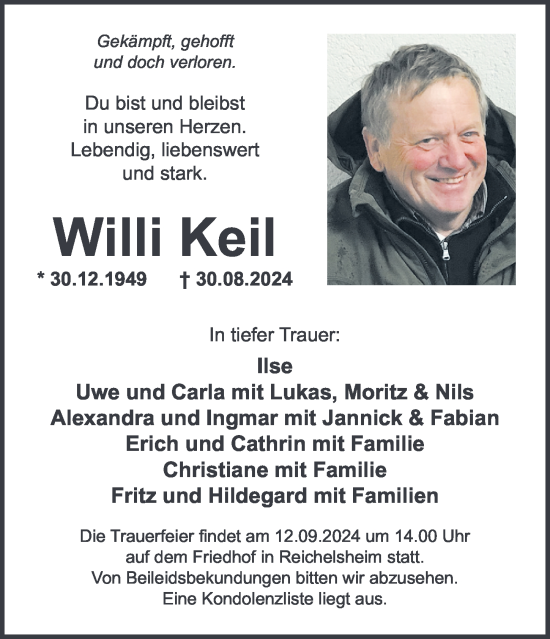 Traueranzeige von Willi Keil von Odenwälder Echo
