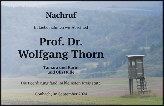 Traueranzeige von Wolfgang Thorn von Wormser Zeitung