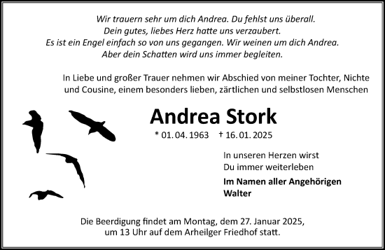 Traueranzeige von Andrea Stork von Darmstädter Echo