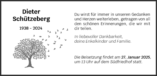 Traueranzeige von Dieter Schützeberg von Wiesbadener Kurier