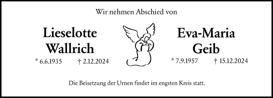 Traueranzeige von Eva-Maria  Geib von Wiesbadener Kurier