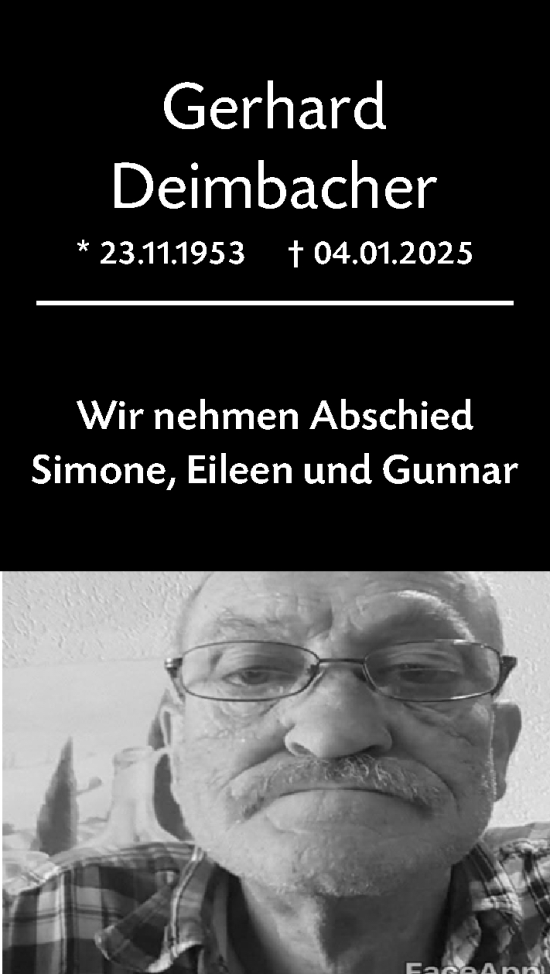 Traueranzeige von Gerhard Deimbacher von Groß-Gerauer Echo