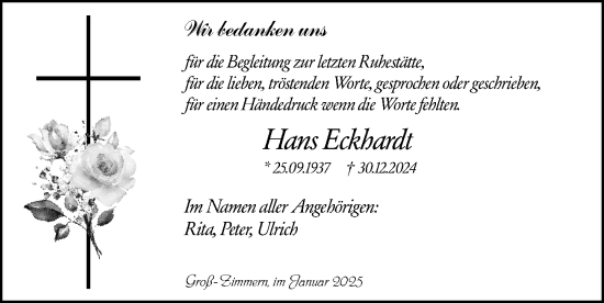 Traueranzeige von Hans Eckhardt von Darmstädter Echo