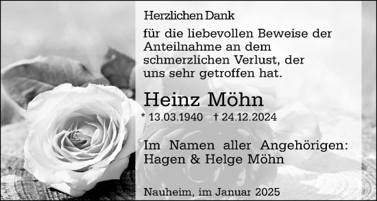 Traueranzeige von Heinz Möhn von Camberger Anzeiger