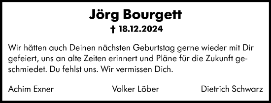 Traueranzeige von Jörg Bourgett von Wiesbadener Kurier