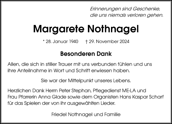 Traueranzeige von Margarete Nothnagel von Darmstädter Echo