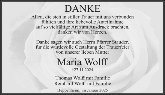 Traueranzeige von Maria Wolff von Starkenburger Echo