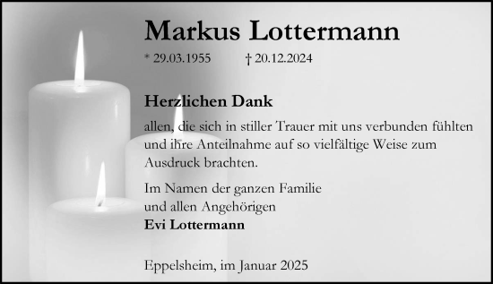 Traueranzeige von Markus Lottermann von Allgemeine Zeitung Alzey