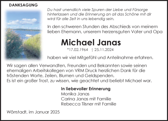 Traueranzeige von Michael Janas von Rüsselsheimer Echo