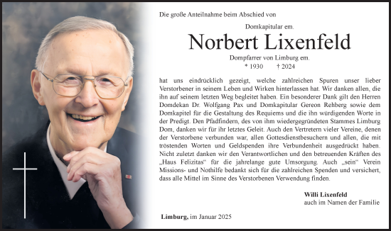 Traueranzeige von Norbert Lixenfeld von Nassauische Neue Presse