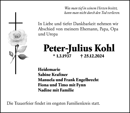 Traueranzeige von Peter-Julius Kohl von Hochheimer Zeitung