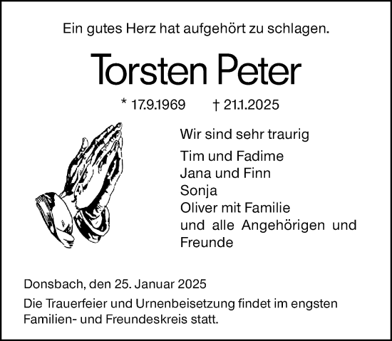 Traueranzeige von Torsten Peter von Dill Block