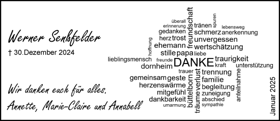 Traueranzeige von Werner Sensfelder von Groß-Gerauer Echo