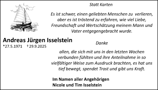 Traueranzeige von Andreas Jürgen Isselstein von Wiesbadener Kurier