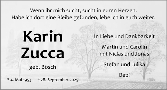Traueranzeige von Karin Zucca von Darmstädter Echo