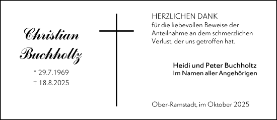 Traueranzeige von Christian Buchholtz von Darmstädter Echo Traueranzeige von Christian Buchholtz von Darmstädter Echo